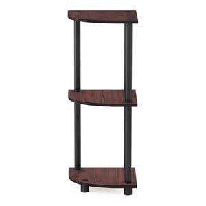 Furinno TURN-N-TUBE Wood 3-Tier Corner Display Rack in Dark Cherry/Black