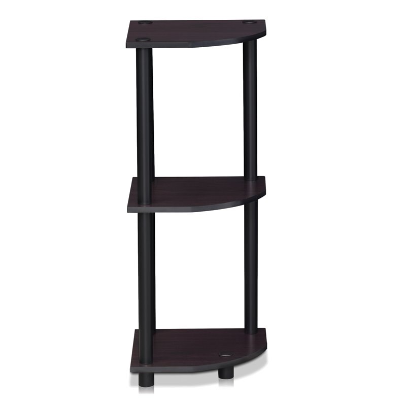 Furinno TURN-N-TUBE Wood 3-Tier Corner Display Rack in Dark Walnut
