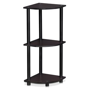 Furinno TURN-N-TUBE Wood 3-Tier Corner Display Rack in Dark Walnut