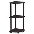 Furinno TURN-N-TUBE Wood 3-Tier Corner Display Rack in Dark Walnut