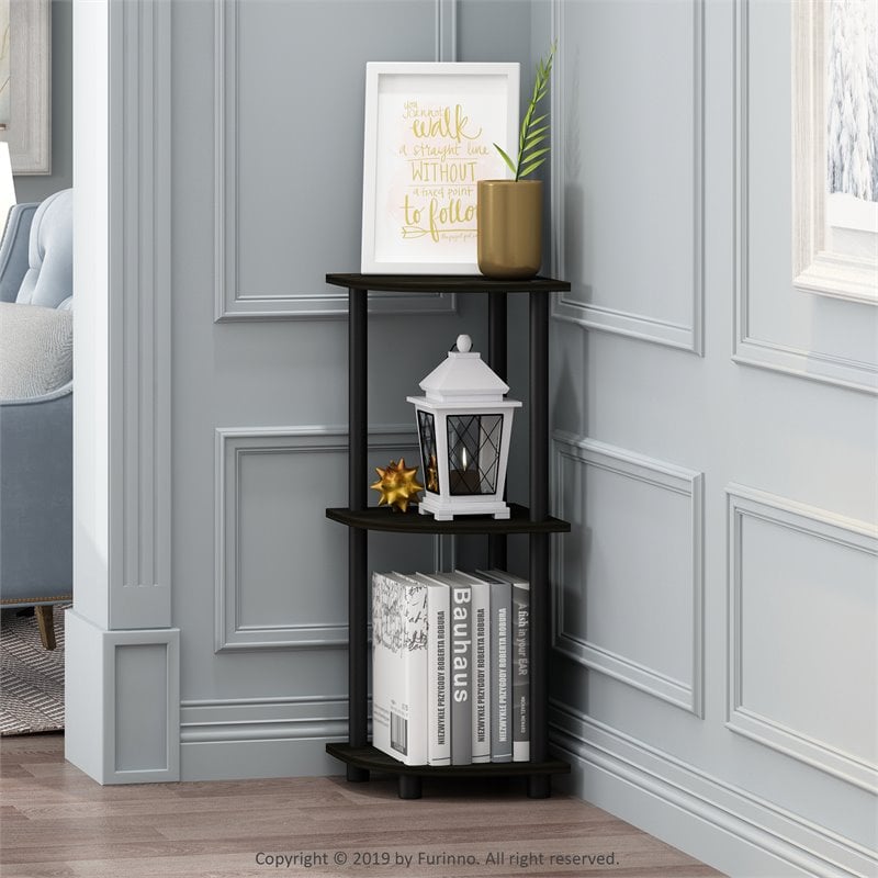Furinno TURN-N-TUBE Wood 3-Tier Corner Display Rack in Espresso/Black