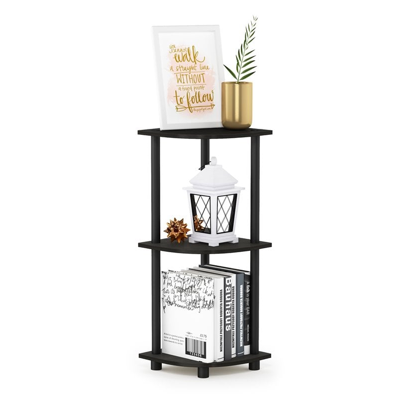 Furinno TURN-N-TUBE Wood 3-Tier Corner Display Rack in Espresso/Black