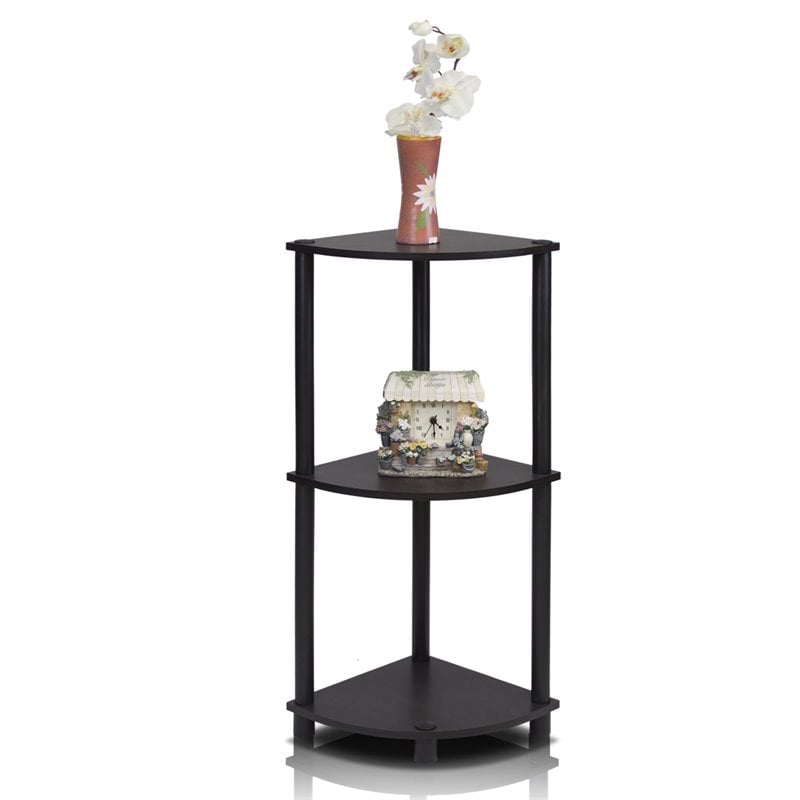 Furinno TURN-N-TUBE Wood 3-Tier Corner Display Rack in Espresso/Black