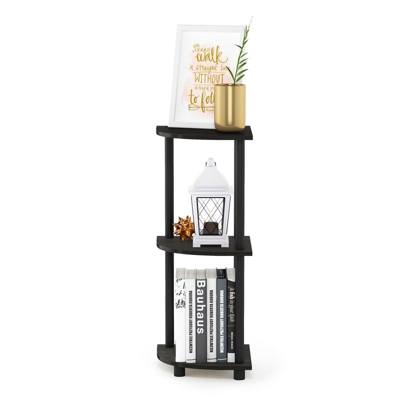 Furinno TURN-N-TUBE Wood 3-Tier Corner Display Rack in Espresso/Black
