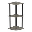 Furinno TURN-N-TUBE Wood 3-Tier Corner Display Rack in French Oak Gray/Black