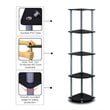 Furinno TURN-N-TUBE Wood 4-Tier Corner Display Rack in Black/Gray