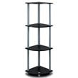 Furinno TURN-N-TUBE Wood 4-Tier Corner Display Rack in Black/Gray