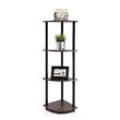 Furinno TURN-N-TUBE Wood 4-Tier Corner Display Rack in Dark Brown Grain/Black
