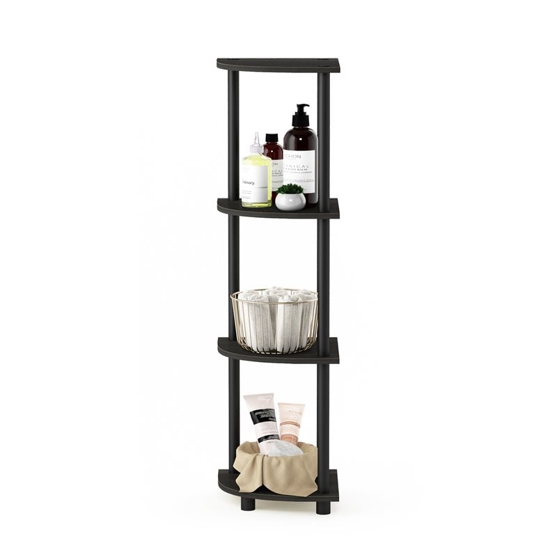 Furinno TURN-N-TUBE Wood 4-Tier Corner Display Rack in Espresso/Black