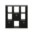 Furinno Engineered Wood SIMPLISTIC 9-Cube Organizer with Bins in Espresso/Black