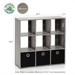 Furinno Engineered Wood SIMPLISTIC 9-Cube Organizer with Bins in Gray/Black