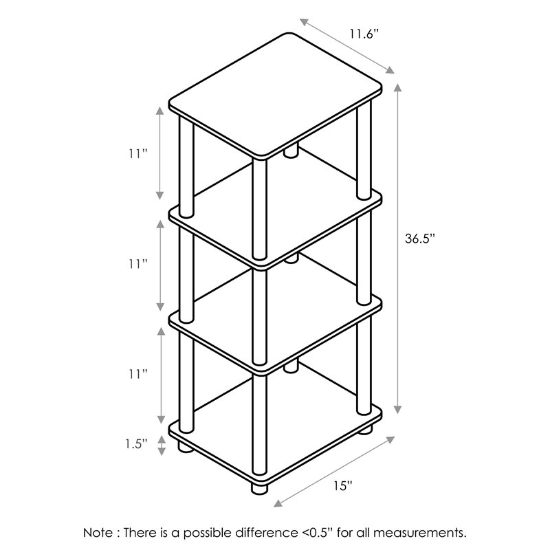 Furinno TURN-N-TUBE Engineered Wood 3 Space Shelf in Walnut/Brown