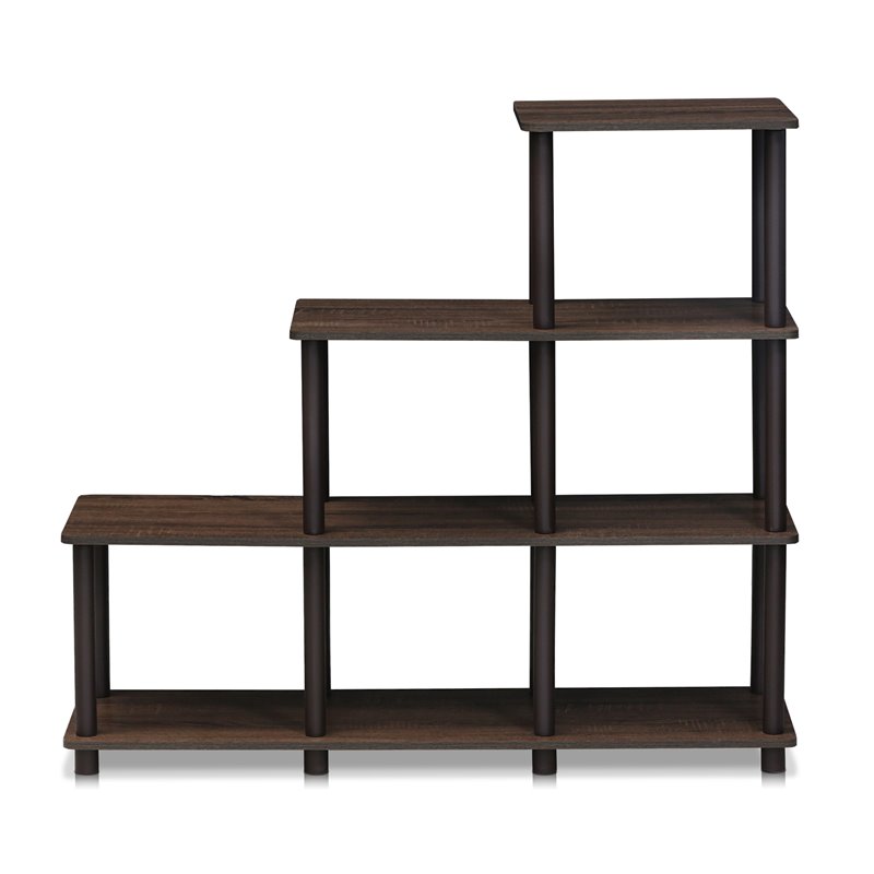 Furinno TURN-N-TUBE Engineered Wood Ladder Space Shelf in Walnut/Brown
