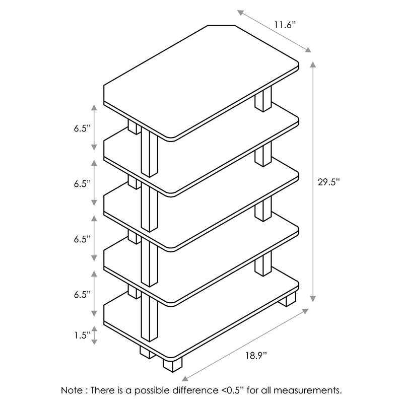 Furinno TURN-N-TUBE Wood 5-Tier Corner Storage Shelf in Espresso/Black