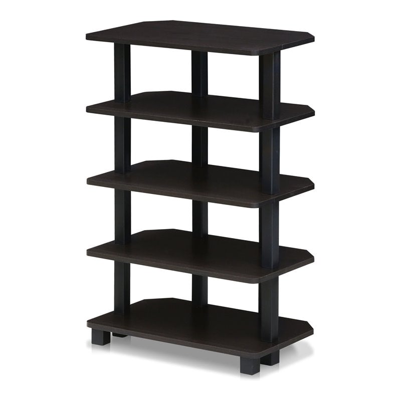 Furinno TURN-N-TUBE Wood 5-Tier Corner Storage Shelf in Espresso/Black