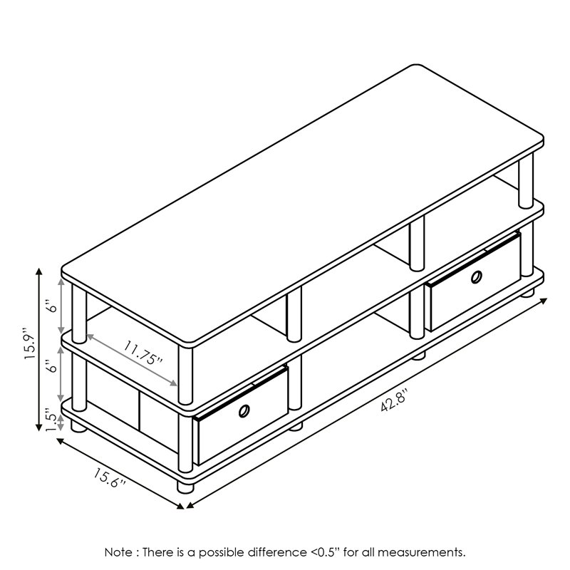 Furinno ECON Wood TV Entertainment Center for TV up to 43