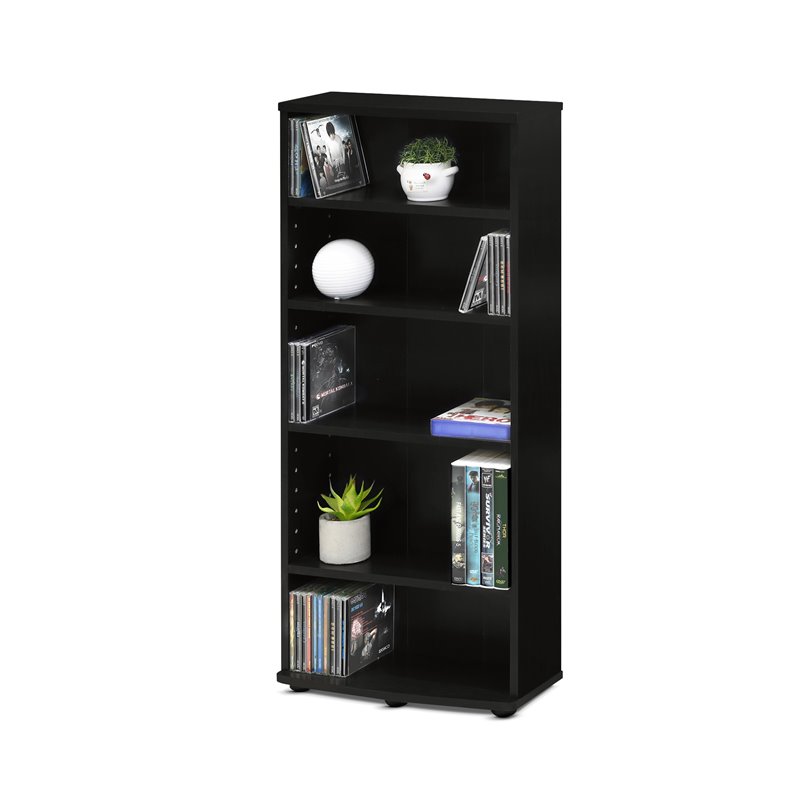 Furinno JAYA Engineered Wood 4-Tier Multimedia Storage Tower in Espresso