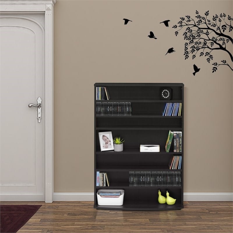 Furinno JAYA Engineered Wood 6-Tier Multimedia Storage Tower in Espresso