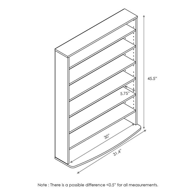 Furinno JAYA Engineered Wood 6-Tier Multimedia Storage Tower in Espresso