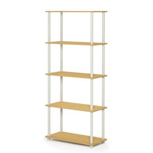 Furinno TURN-N-TUBE Wood 5-Tier Multipurpose Shelf Display Rack in Beech/Natural