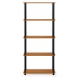 Furinno TURN-N-TUBE Wood 5-Tier Shelf Display Rack in Light Cherry/Black