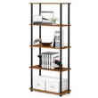 Furinno TURN-N-TUBE Wood 5-Tier Shelf Display Rack in Light Cherry/Black