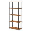 Furinno TURN-N-TUBE Wood 5-Tier Shelf Display Rack in Light Cherry/Black