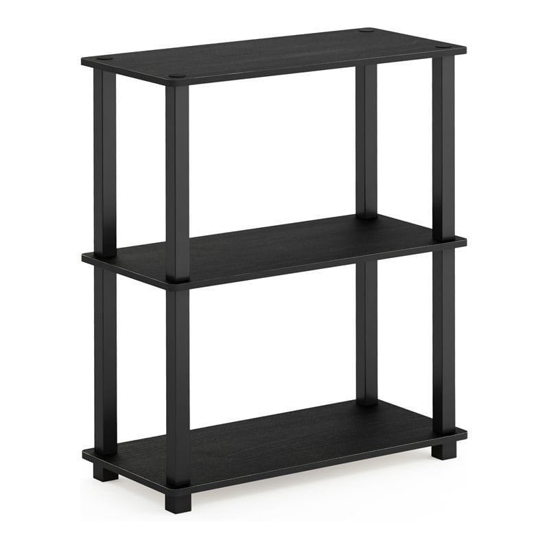 Furinno Turn-S-Tube Wood 3-Tier Compact Shelf Display Rack in Americano Black