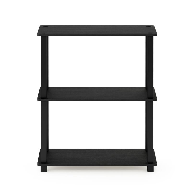 Furinno Turn-S-Tube Wood 3-Tier Compact Shelf Display Rack in Americano Black