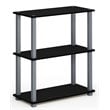 Furinno TURN-S-TUBE Wood 3-Tier Compact Shelf Display Rack in Black/Gray