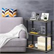 Furinno TURN-S-TUBE Wood 3-Tier Shelf Display Rack in French Oak Gray/Black