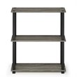 Furinno TURN-S-TUBE Wood 3-Tier Shelf Display Rack in French Oak Gray/Black