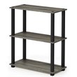 Furinno TURN-S-TUBE Wood 3-Tier Shelf Display Rack in French Oak Gray/Black
