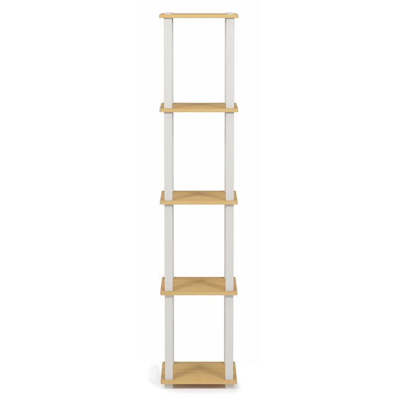 Furinno Turn-S-Tube Wood 5-Tier Corner Rack Display Shelf in Beech/Natural