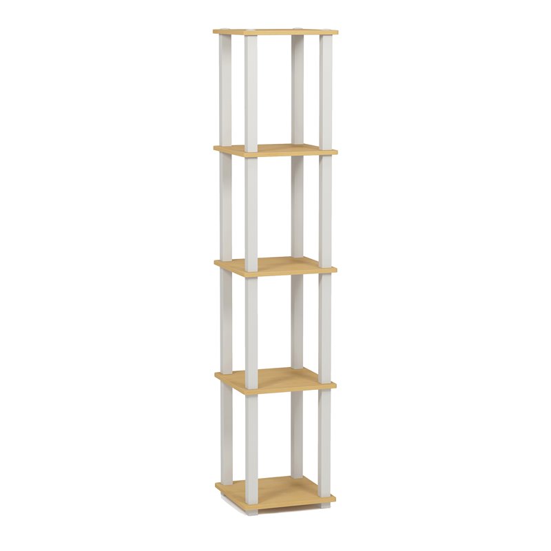 Furinno Turn-S-Tube Wood 5-Tier Corner Rack Display Shelf in Beech/Natural