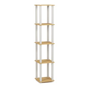 Furinno TURN-S-TUBE Wood 5-Tier Corner Rack Display Shelf in Beech/Natural