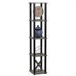 Furinno TURN-S-TUBE Wood 5-Tier Corner Rack Display Shelf in Oak Gray/Black