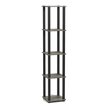 Furinno TURN-S-TUBE Wood 5-Tier Corner Rack Display Shelf in Oak Gray/Black