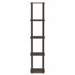 Furinno TURN-S-TUBE Wood 5-Tier Corner Rack Display Shelf in Walnut/Brown