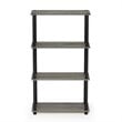 Furinno TURN-S-TUBE Wood 4-Tier Shelf Display Rack in French Oak Gray/Black