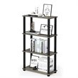 Furinno TURN-S-TUBE Wood 4-Tier Shelf Display Rack in French Oak Gray/Black
