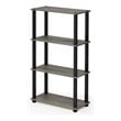 Furinno TURN-S-TUBE Wood 4-Tier Shelf Display Rack in French Oak Gray/Black