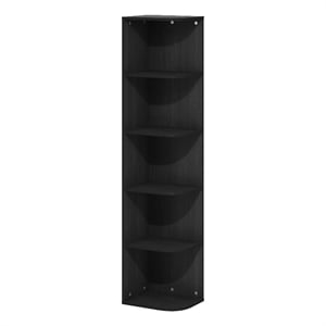 Furinno PASIR 5-Tier Corner Open Shelf Bookcase in Blackwood