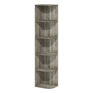 Furinno PASIR 5-Tier Corner Open Shelf Bookcase in French Oak
