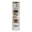Furinno PASIR 5-Tier Corner Open Shelf Bookcase in White