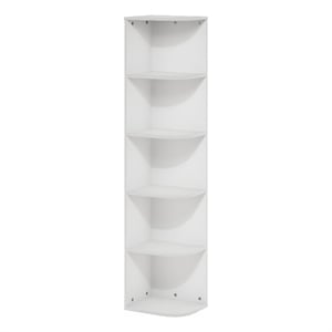 Furinno PASIR 5-Tier Corner Open Shelf Bookcase in White