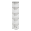 Furinno PASIR 5-Tier Corner Open Shelf Bookcase in White