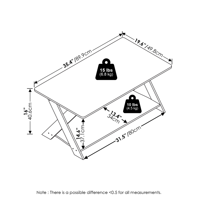Furinno Modern SIMPLISTIC Criss-Crossed Coffee Table in White
