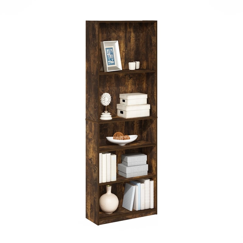 Furinno JAYA Simply Home AdJUSTable Shelf Bookcase in 5-Tier in Amber Pine
