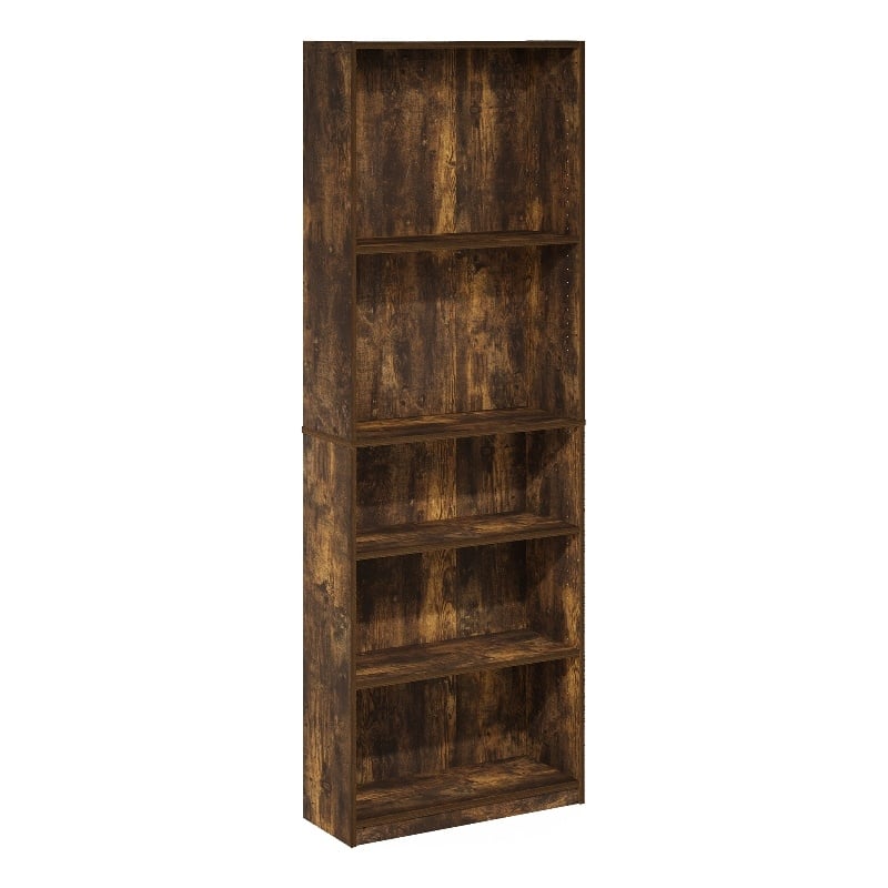 Furinno JAYA Simply Home AdJUSTable Shelf Bookcase in 5-Tier in Amber Pine